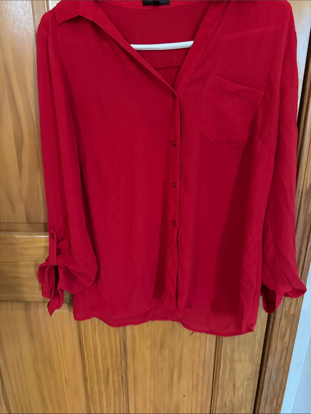 The Limited Red Button-Front Blouse